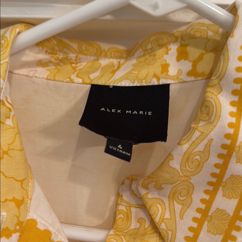 Yellow Floral Tie-Waist Shirt Dress - Picture 2 of 4